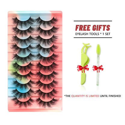 GROINNEYA Eyelashes 3D Mink Lashes Fluffy Soft Wispy Natural Cross Eyelash Extension Reusable Lashes Mink False makeup