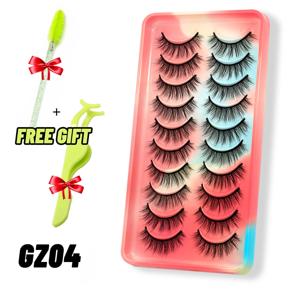 GROINNEYA Eyelashes 3D Mink Lashes Fluffy Soft Wispy Natural Cross Eyelash Extension Reusable Lashes Mink False makeup