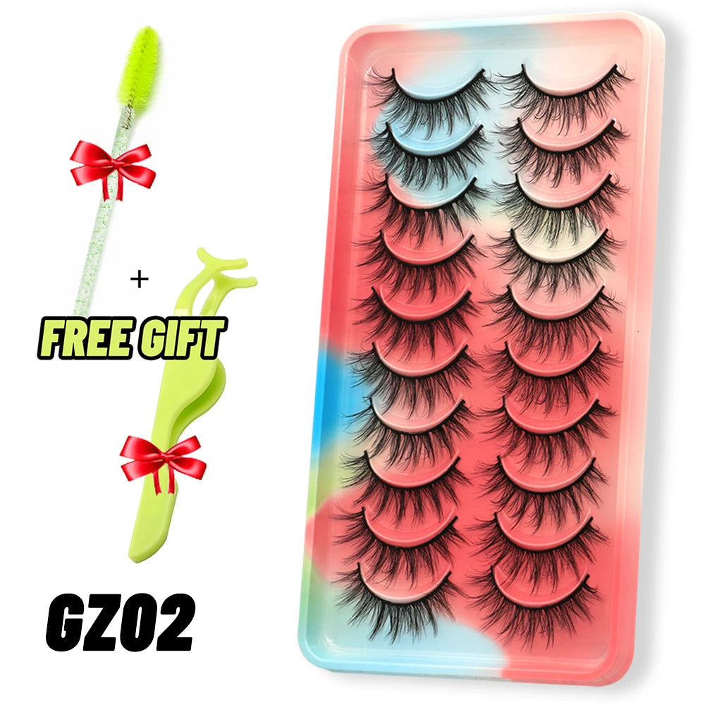 GROINNEYA Eyelashes 3D Mink Lashes Fluffy Soft Wispy Natural Cross Eyelash Extension Reusable Lashes Mink False makeup