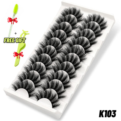 GROINNEYA Eyelashes 3D Mink Lashes Fluffy Soft Wispy Natural Cross Eyelash Extension Reusable Lashes Mink False makeup