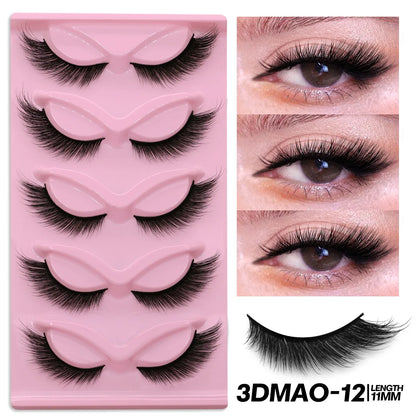 GROINNEYA Cat Eye Lashes Faux Mink Eyelashes Clear Band Lashes Winged End Eye Elongated Fake Lashes Soft Eyelashes Extension