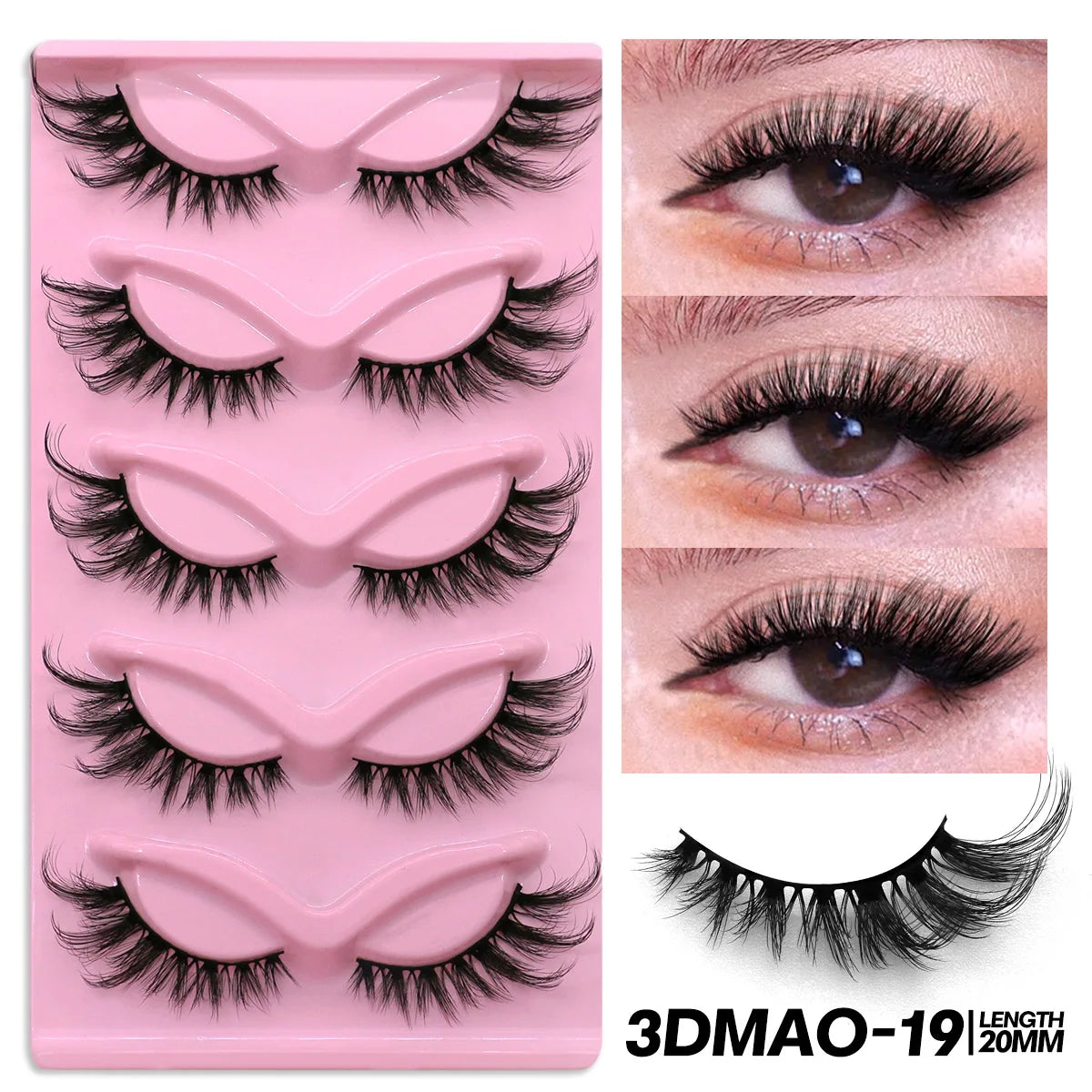 GROINNEYA Cat Eye Lashes Faux Mink Eyelashes Natural long Full Strip Lashes Winged End Eye Elongated Fake Lashes Soft Eyelashes