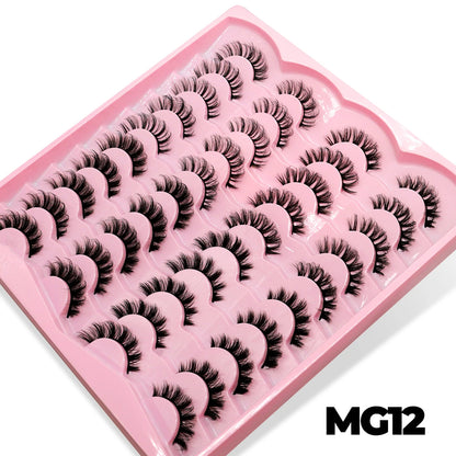 GROINNEYA 5/7/10/20 Pairs Russian Strip Lashes  Fluffy Mink Lashes 3D False Eyelashes Russian  Eyelashes D Curl Fake Eyelashes