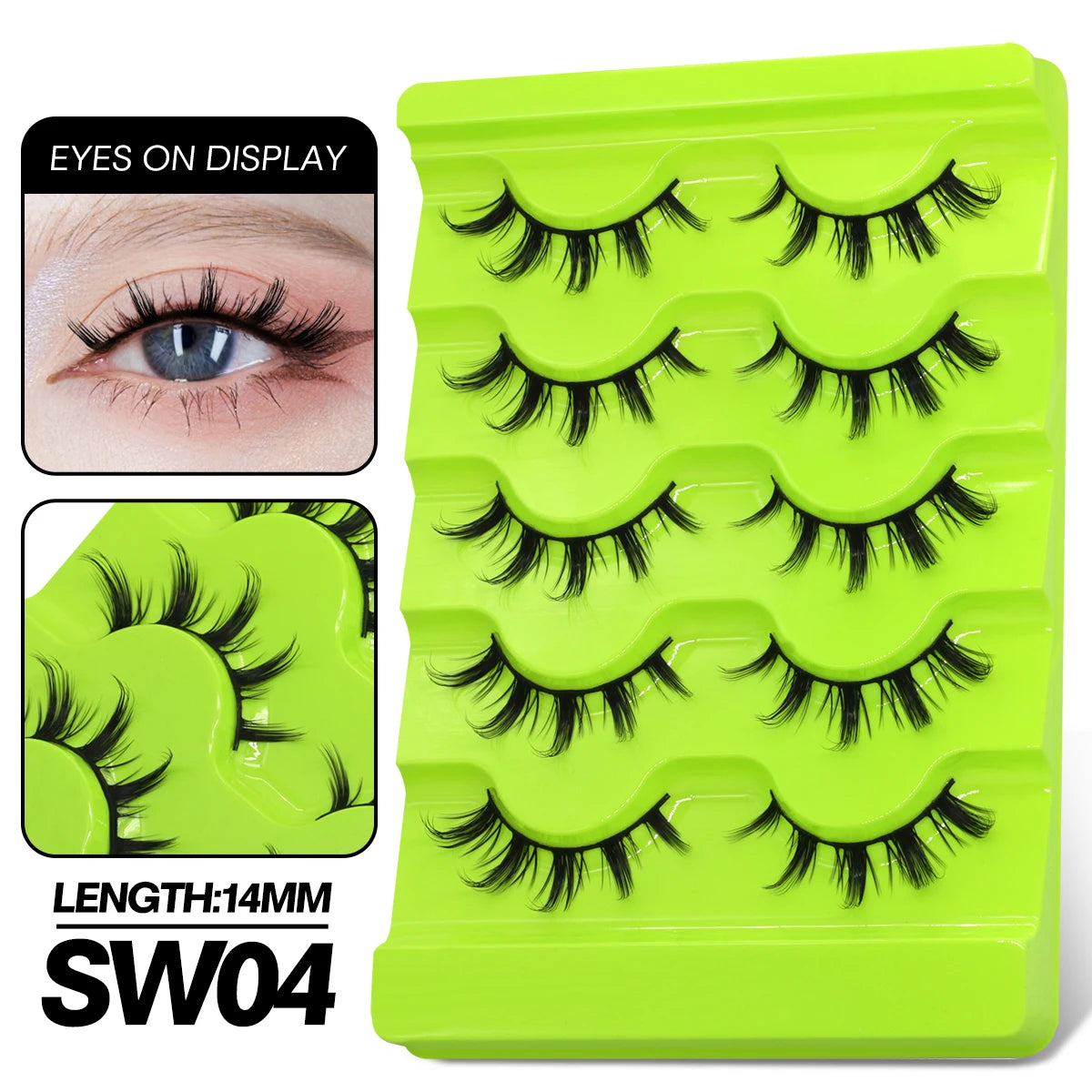 GROINNEYA Manga Lashes 5 pairs Eyelashes 3D Natural False Lashes Fluffy Soft Cross Winged Natural Realistic Eyelash Extension