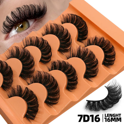 GROINNEYA 5 Pairs Fluffy Eyelashes 8D Volume False Lashes Russian Strip Lashes Extensions Thick Soft Curly Fake Lashes Makeup