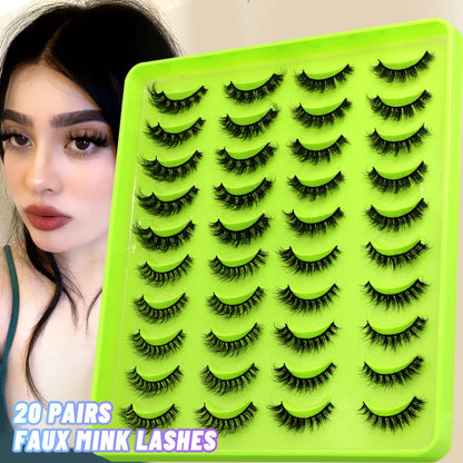 GROINNEYA lashes 5/10/20 pairs 3D Faux Mink Lashes Fluffy False Eyelashes Dramatic Volume Lashes Eyelash Extension Makeup