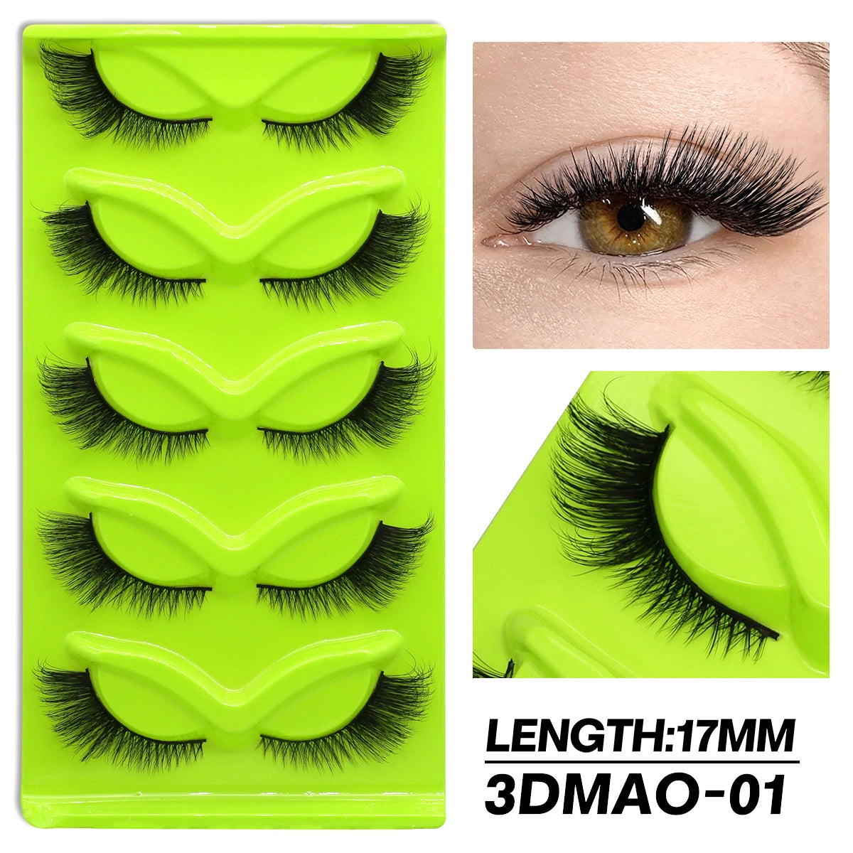 GROINNEYA Fluffy False Eyelashes 5 pairs Cat Eye Lashes 3D Faux Mink Eyelashes Cross Cluster Fairy Lashes Extension