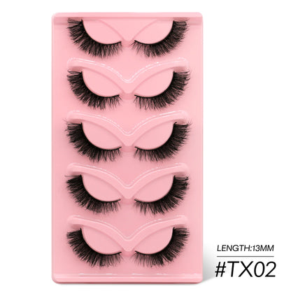 GROINNEYA Cat Eye Lashes Faux Mink Eyelashes Clear Band Lashes Winged End Eye Elongated Fake Lashes Soft Eyelashes Extension