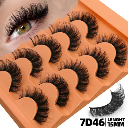 GROINNEYA 5 Pairs Fluffy Eyelashes 8D Volume False Lashes Russian Strip Lashes Extensions Thick Soft Curly Fake Lashes Makeup