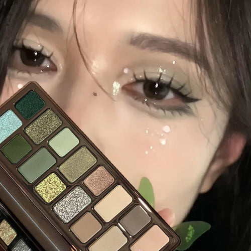 Groinneya 16-Color Green Pearl Eyeshadow Palette