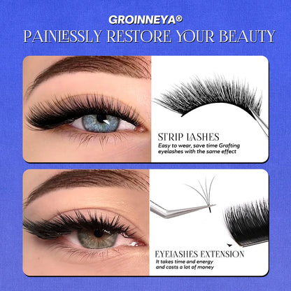 GROINNEYA Cat Eye Lashes Faux Mink Eyelashes Natural long Full Strip Lashes Winged End Eye Elongated Fake Lashes Soft Eyelashes