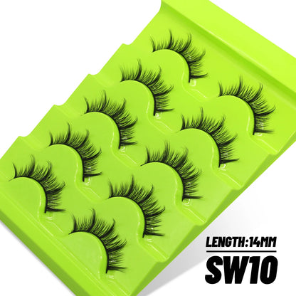 GROINNEYA 5 Pairs L Curl Lashes New Faux Mink Lashes 3D Mink Eyelashes Reusable Fluffy Eyelash Extension Makeup