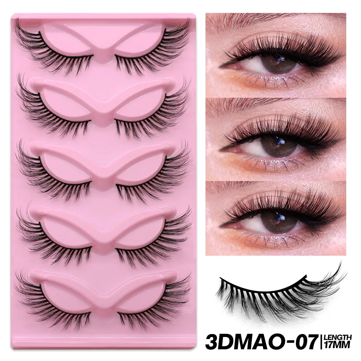 GROINNEYA Cat Eye Lashes Faux Mink Eyelashes Clear Band Lashes Winged End Eye Elongated Fake Lashes Soft Eyelashes Extension