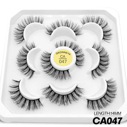 GROINNEYA 5 Pairs Eyelashes Manga Lashes Natural Cosplay False Lashes Fluffy Soft Cross Fairy Little Devil Lashes Extension