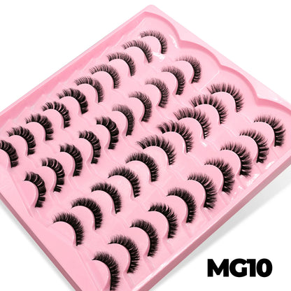 GROINNEYA 5/7/10/20 Pairs Russian Strip Lashes  Fluffy Mink Lashes 3D False Eyelashes Russian  Eyelashes D Curl Fake Eyelashes