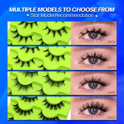 GROINNEYA Manga Lashes 5 pairs Eyelashes 3D Natural False Lashes Fluffy Soft Cross Winged Natural Realistic Eyelash Extension