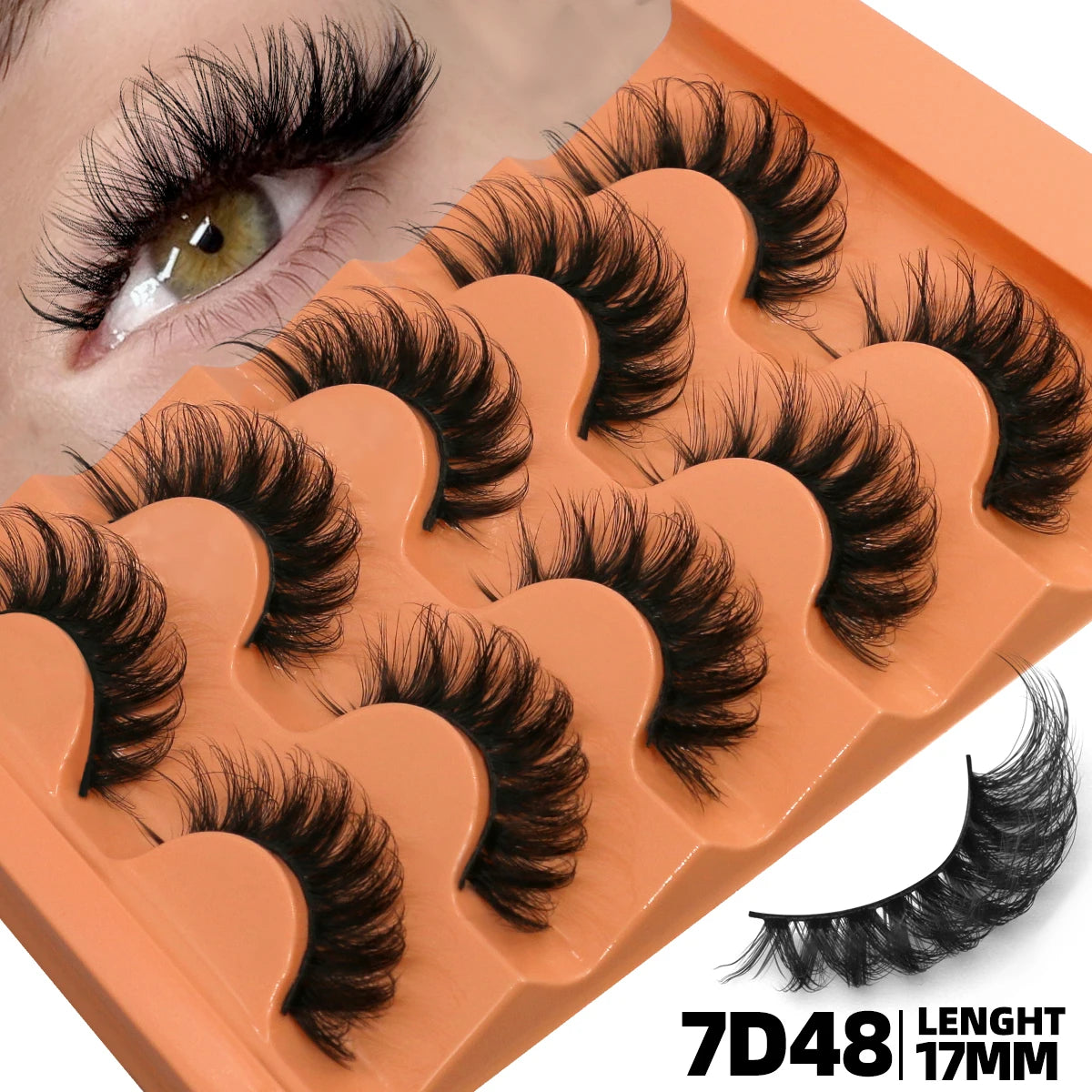 GROINNEYA 5 Pairs Fluffy Eyelashes 8D Volume False Lashes Russian Strip Lashes Extensions Thick Soft Curly Fake Lashes Makeup