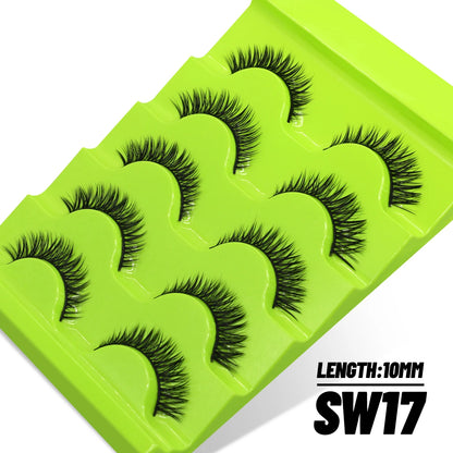 GROINNEYA 5 Pairs L Curl Lashes New Faux Mink Lashes 3D Mink Eyelashes Reusable Fluffy Eyelash Extension Makeup