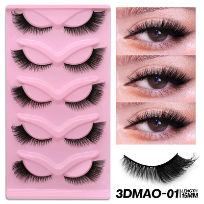 GROINNEYA Cat Eye Lashes Faux Mink Eyelashes Clear Band Lashes Winged End Eye Elongated Fake Lashes Soft Eyelashes Extension