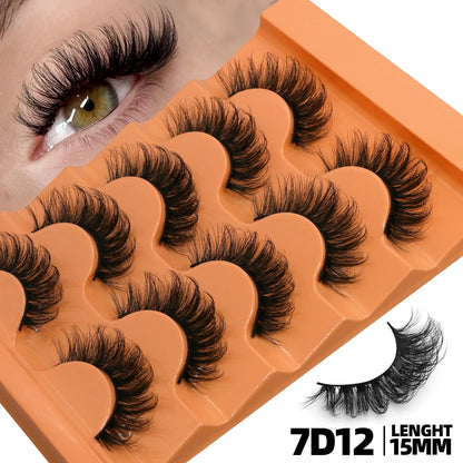 GROINNEYA 5 Pairs Fluffy Eyelashes 8D Volume False Lashes Russian Strip Lashes Extensions Thick Soft Curly Fake Lashes Makeup