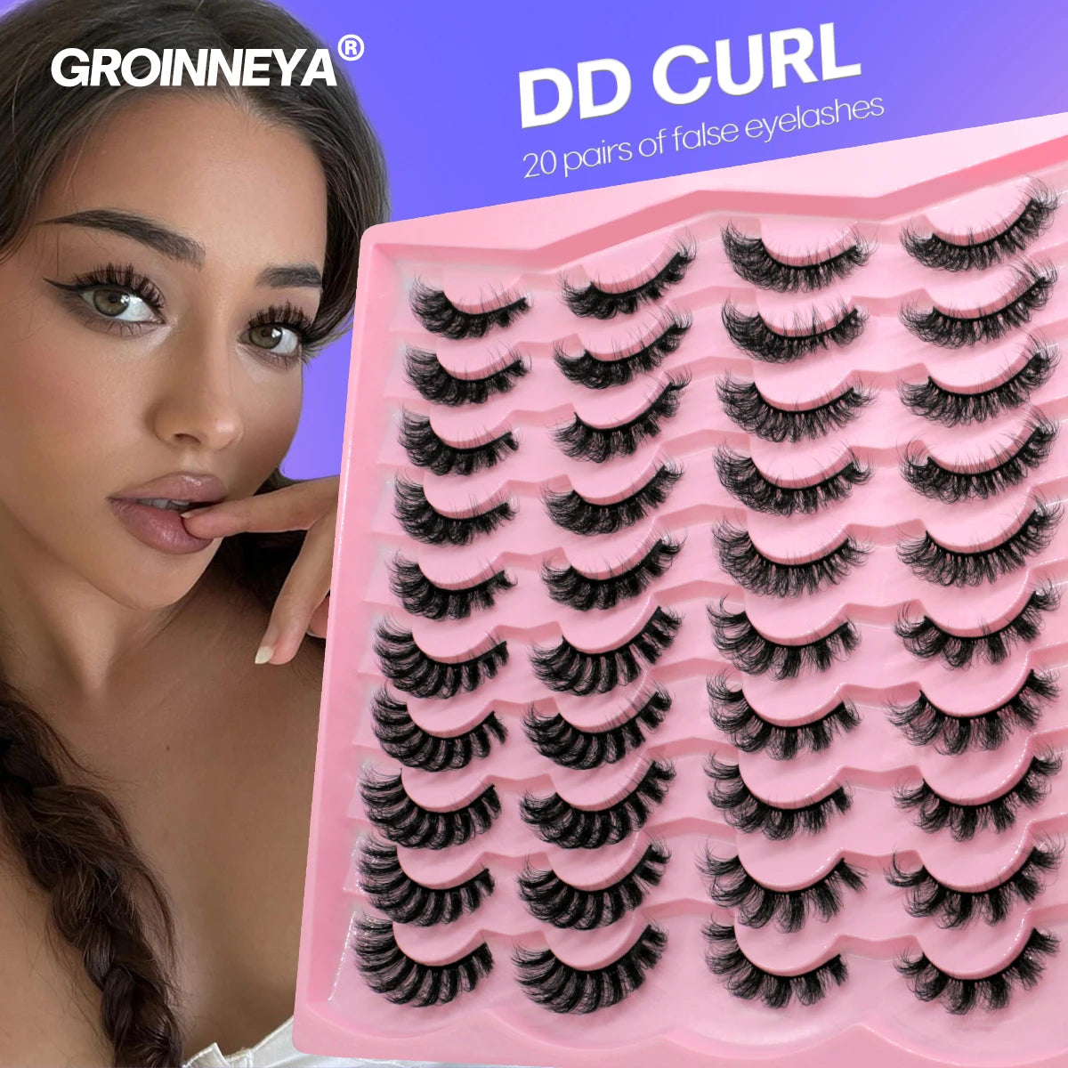 GROINNEYA 5/7/10/20 Pairs Russian Strip Lashes  Fluffy Mink Lashes 3D False Eyelashes Russian  Eyelashes D Curl Fake Eyelashes