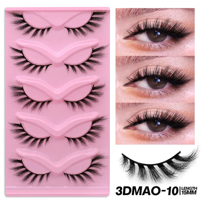 GROINNEYA Cat Eye Lashes Faux Mink Eyelashes Clear Band Lashes Winged End Eye Elongated Fake Lashes Soft Eyelashes Extension