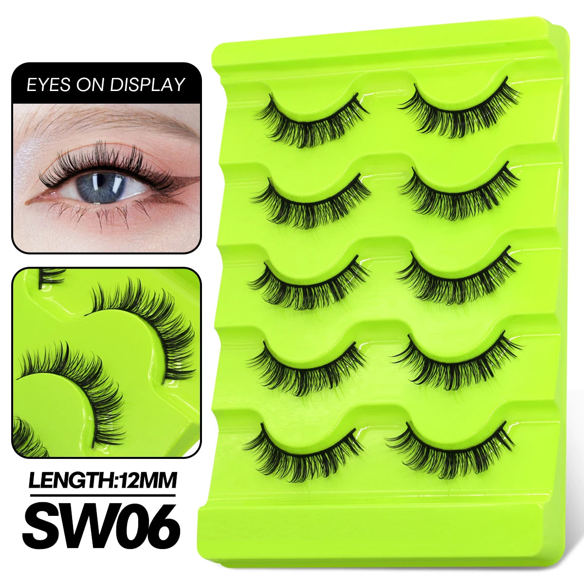 GROINNEYA Manga Lashes 5 pairs Eyelashes 3D Natural False Lashes Fluffy Soft Cross Winged Natural Realistic Eyelash Extension