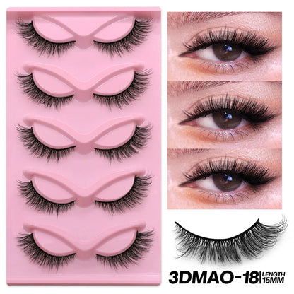 GROINNEYA Cat Eye Lashes Faux Mink Eyelashes Natural long Full Strip Lashes Winged End Eye Elongated Fake Lashes Soft Eyelashes