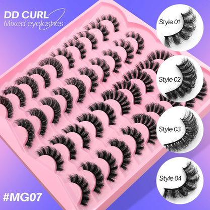 GROINNEYA 5/7/10/20 Pairs Russian Strip Lashes  Fluffy Mink Lashes 3D False Eyelashes Russian  Eyelashes D Curl Fake Eyelashes