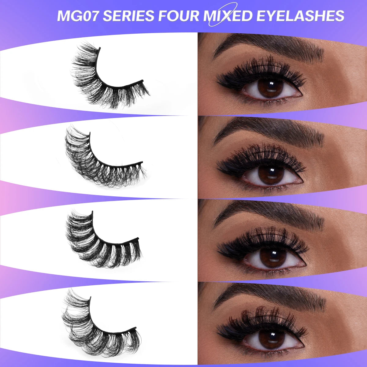 GROINNEYA 5/7/10/20 Pairs Russian Strip Lashes  Fluffy Mink Lashes 3D False Eyelashes Russian  Eyelashes D Curl Fake Eyelashes