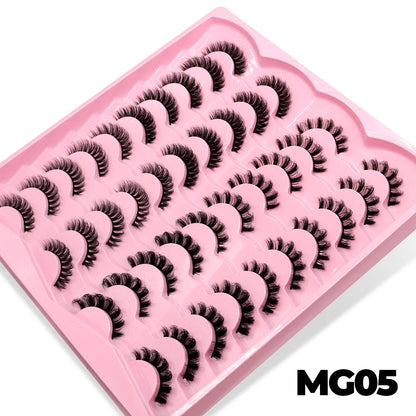 GROINNEYA 5/7/10/20 Pairs Russian Strip Lashes  Fluffy Mink Lashes 3D False Eyelashes Russian  Eyelashes D Curl Fake Eyelashes