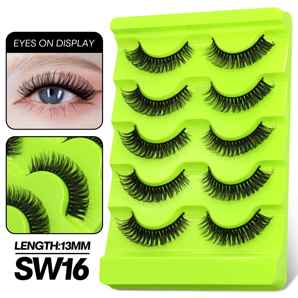 GROINNEYA Manga Lashes 5 pairs Eyelashes 3D Natural False Lashes Fluffy Soft Cross Winged Natural Realistic Eyelash Extension