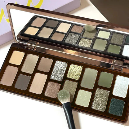 Groinneya 16-Color Green Pearl Eyeshadow Palette