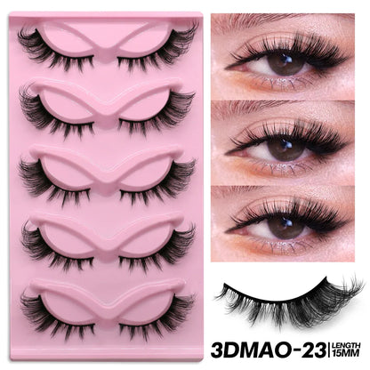 GROINNEYA Cat Eye Lashes Faux Mink Eyelashes Natural long Full Strip Lashes Winged End Eye Elongated Fake Lashes Soft Eyelashes