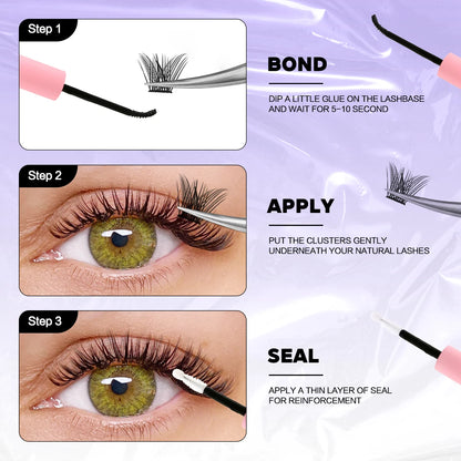 GROINNEYA DIY Lash Extension Kit – Mix Clusters & Bond Seal