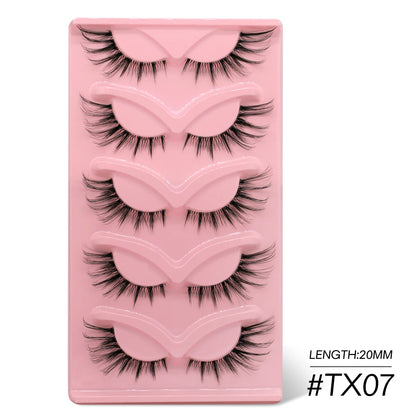 GROINNEYA Cat Eye Lashes Faux Mink Eyelashes Clear Band Lashes Winged End Eye Elongated Fake Lashes Soft Eyelashes Extension