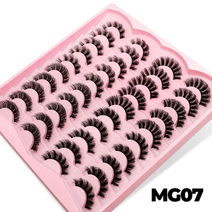 GROINNEYA 5/7/10/20 Pairs Russian Strip Lashes  Fluffy Mink Lashes 3D False Eyelashes Russian  Eyelashes D Curl Fake Eyelashes