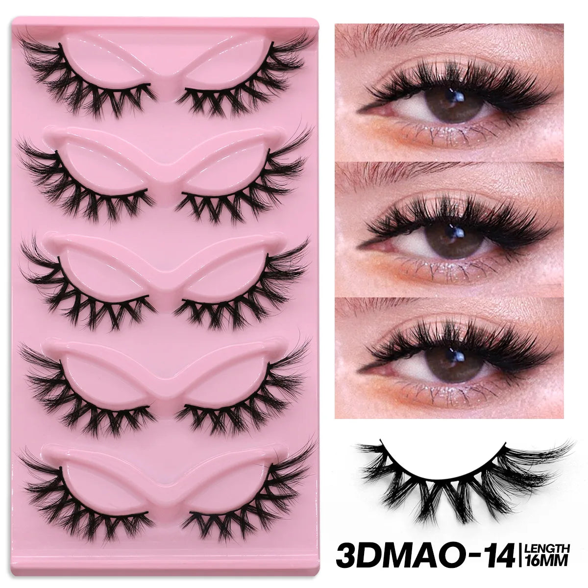 GROINNEYA Cat Eye Lashes Faux Mink Eyelashes Natural long Full Strip Lashes Winged End Eye Elongated Fake Lashes Soft Eyelashes