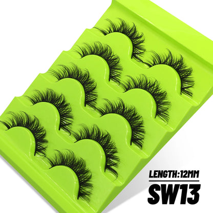 GROINNEYA 5 Pairs L Curl Lashes New Faux Mink Lashes 3D Mink Eyelashes Reusable Fluffy Eyelash Extension Makeup