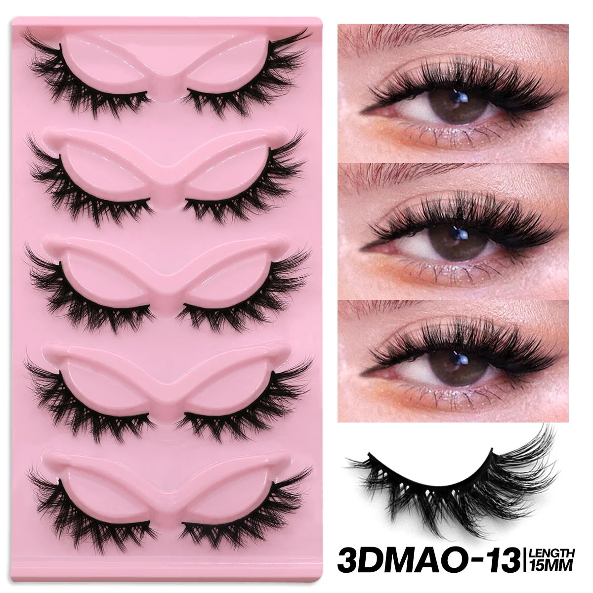 GROINNEYA Cat Eye Lashes Faux Mink Eyelashes Clear Band Lashes Winged End Eye Elongated Fake Lashes Soft Eyelashes Extension