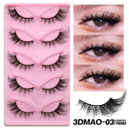 GROINNEYA Cat Eye Lashes Faux Mink Eyelashes Natural long Full Strip Lashes Winged End Eye Elongated Fake Lashes Soft Eyelashes