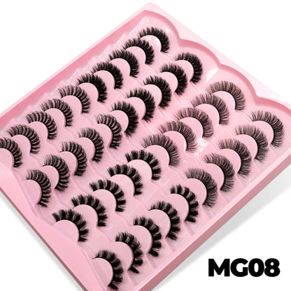 GROINNEYA 5/7/10/20 Pairs Russian Strip Lashes  Fluffy Mink Lashes 3D False Eyelashes Russian  Eyelashes D Curl Fake Eyelashes