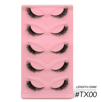 GROINNEYA Cat Eye Lashes Faux Mink Eyelashes Clear Band Lashes Winged End Eye Elongated Fake Lashes Soft Eyelashes Extension