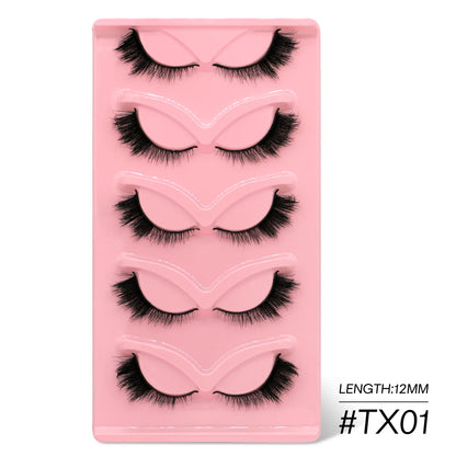 GROINNEYA Cat Eye Lashes Faux Mink Eyelashes Clear Band Lashes Winged End Eye Elongated Fake Lashes Soft Eyelashes Extension