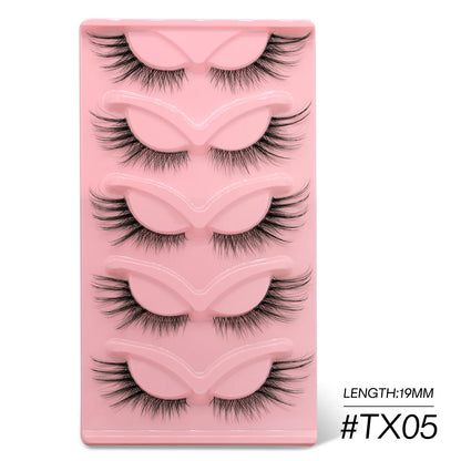 GROINNEYA Cat Eye Lashes Faux Mink Eyelashes Clear Band Lashes Winged End Eye Elongated Fake Lashes Soft Eyelashes Extension