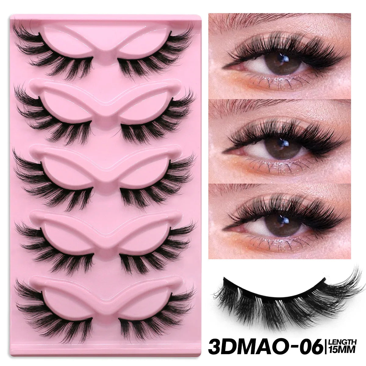 GROINNEYA Cat Eye Lashes Faux Mink Eyelashes Clear Band Lashes Winged End Eye Elongated Fake Lashes Soft Eyelashes Extension