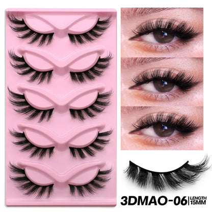 GROINNEYA Cat Eye Lashes Faux Mink Eyelashes Natural long Full Strip Lashes Winged End Eye Elongated Fake Lashes Soft Eyelashes