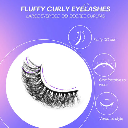 GROINNEYA 5/7/10/20 Pairs Russian Strip Lashes  Fluffy Mink Lashes 3D False Eyelashes Russian  Eyelashes D Curl Fake Eyelashes