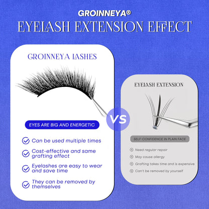 GROINNEYA Cat Eye Lashes Faux Mink Eyelashes Natural long Full Strip Lashes Winged End Eye Elongated Fake Lashes Soft Eyelashes