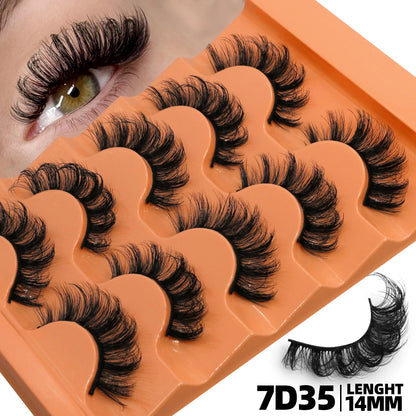 GROINNEYA 5 Pairs Fluffy Eyelashes 8D Volume False Lashes Russian Strip Lashes Extensions Thick Soft Curly Fake Lashes Makeup